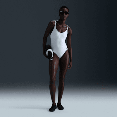 Nike Swim Water Texture Women's V-Neck One-Piece. Nike.com